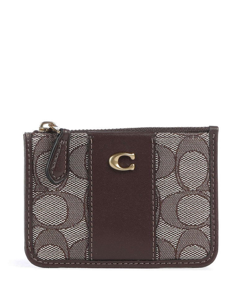 Coach Essential Signature Jacquard Mini Credit card holder oak maple