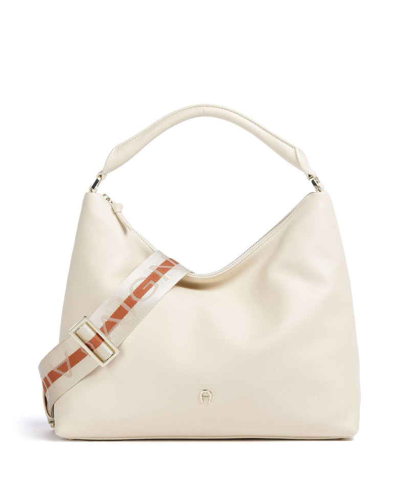 Aigner Zita M Hobo bag macadamia white