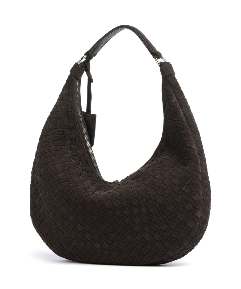 Abro Suede Weaving Nana Small Hobo bag dark brown