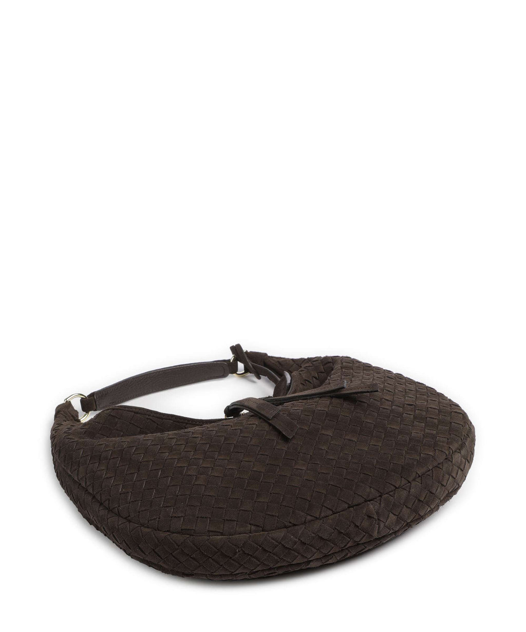 Abro Suede Weaving Nana Small Hobo bag dark brown
