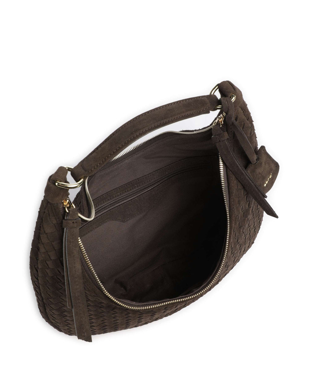 Abro Suede Weaving Nana Small Hobo bag dark brown