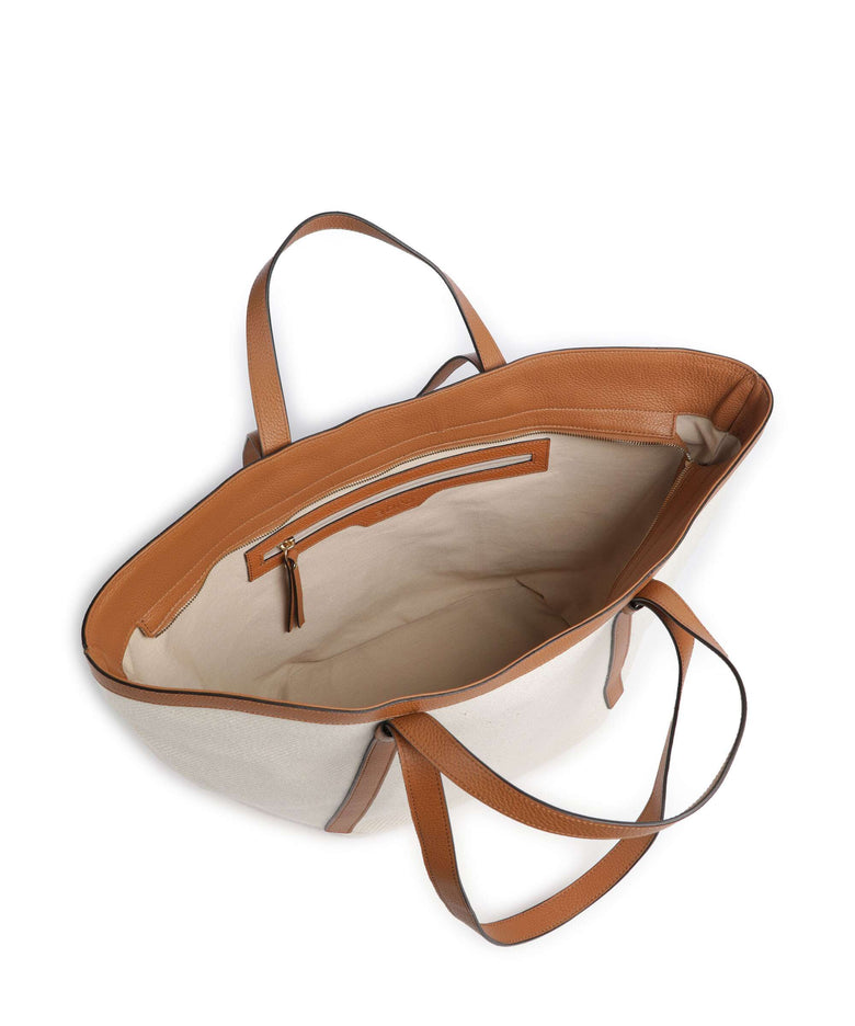 Abro Super Drill Cosmo Large Tote bag ivory/cuoio
