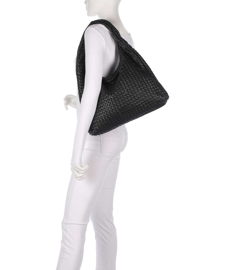 Les Visionnaires Jade Weave Silky Hobo bag black