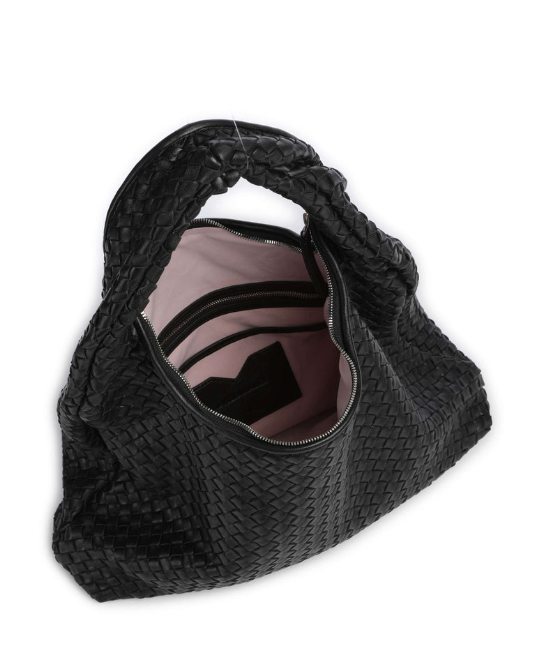 Les Visionnaires Jade Weave Silky Hobo bag black