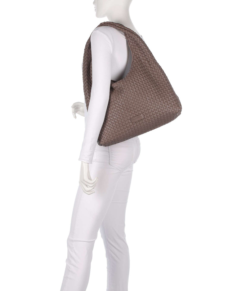 Les Visionnaires Jade Weave Silky Hobo bag taupe brown