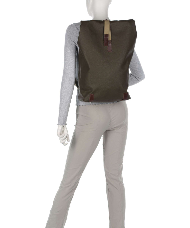 Brooks England Pickwick Patchwork Large Rolltop backpack moss