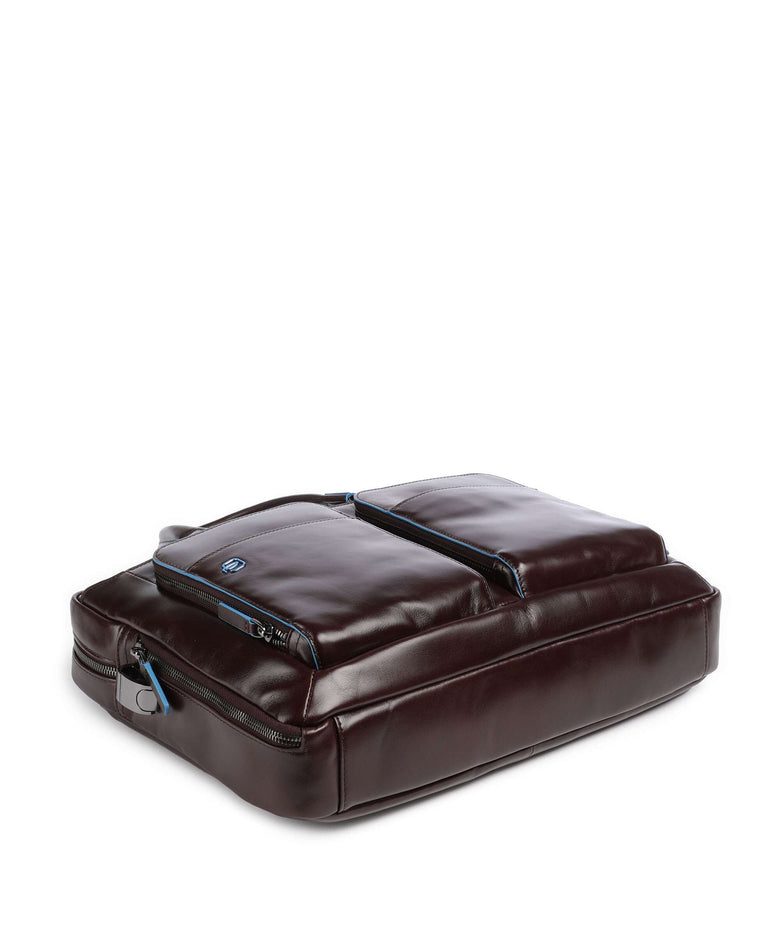 Piquadro Blue Square Briefcase mahogany