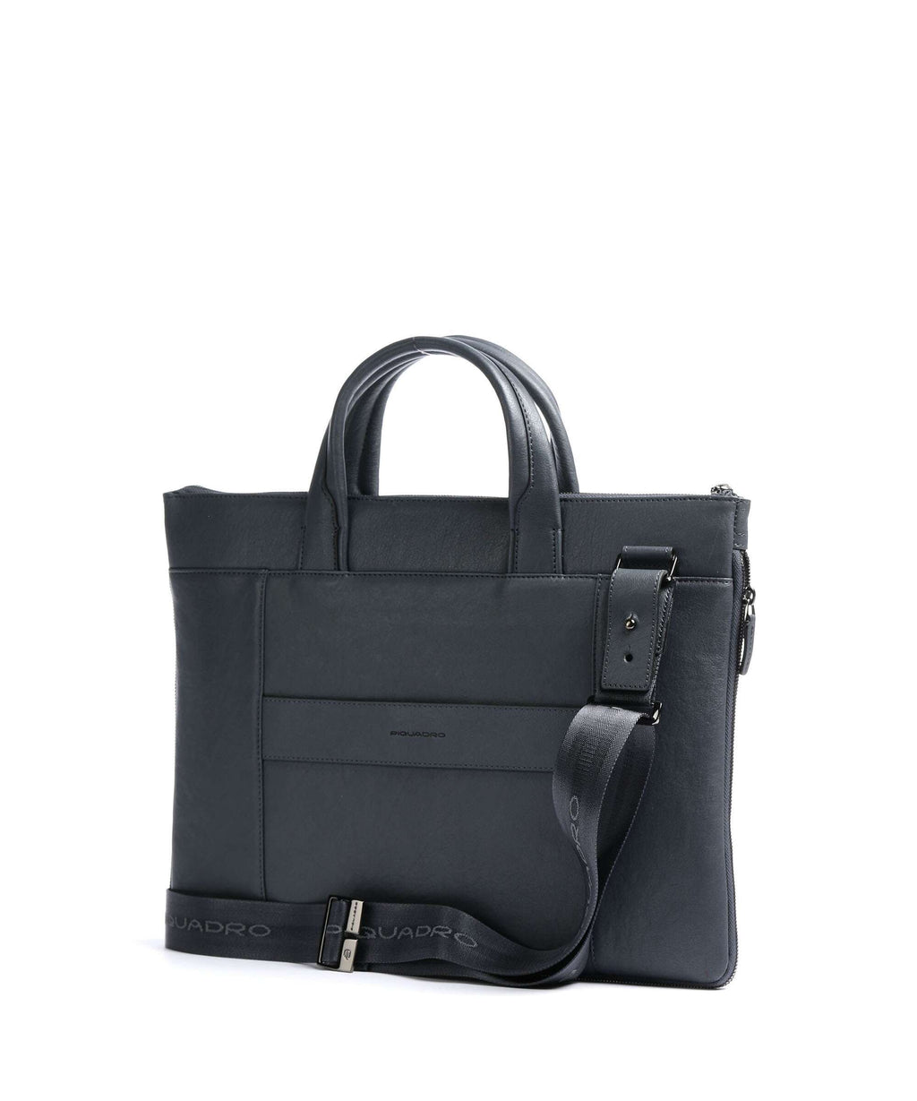 Piquadro Black Square Briefcase blue ocean