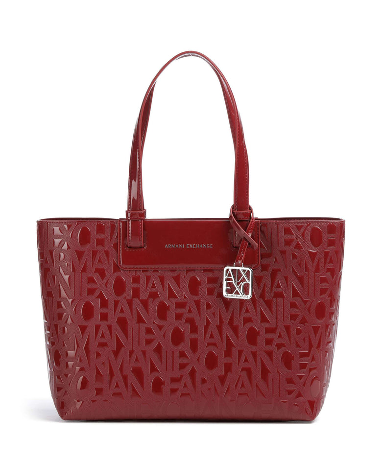 Armani Exchange Liz Patent M Tote bag red dahlia
