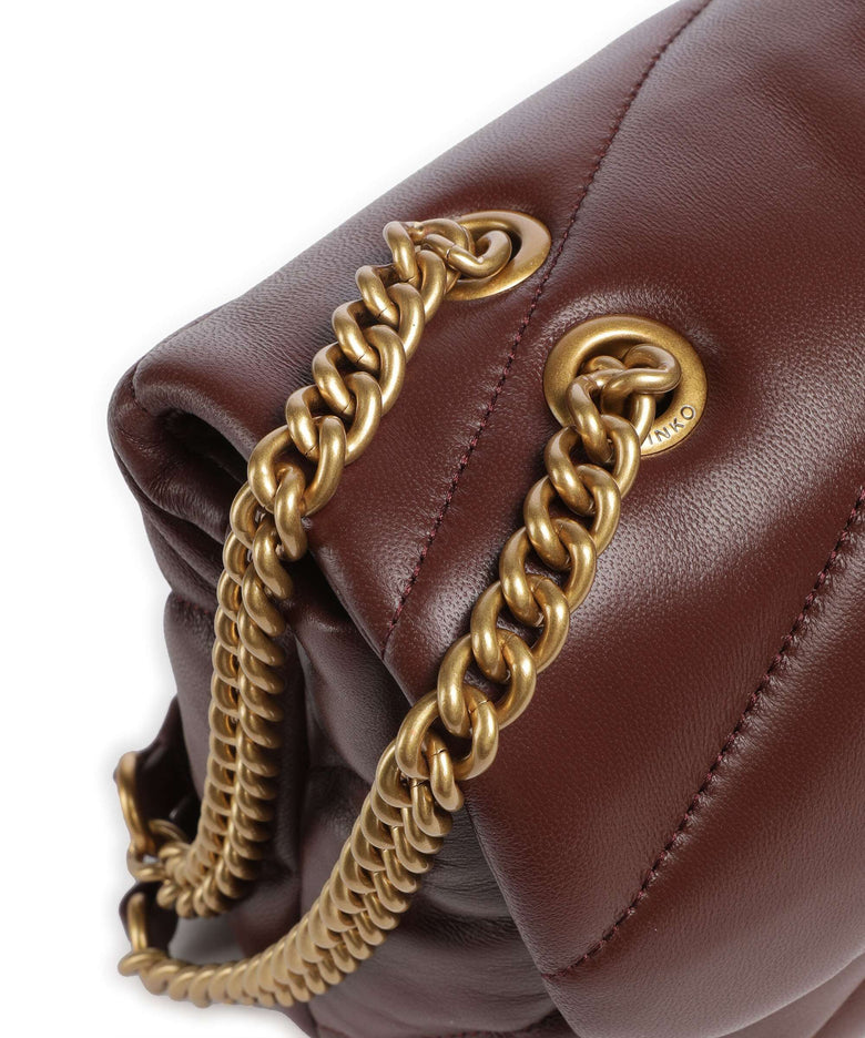 Pinko Love Puff Classic Shoulder bag rosso vino/antique gold