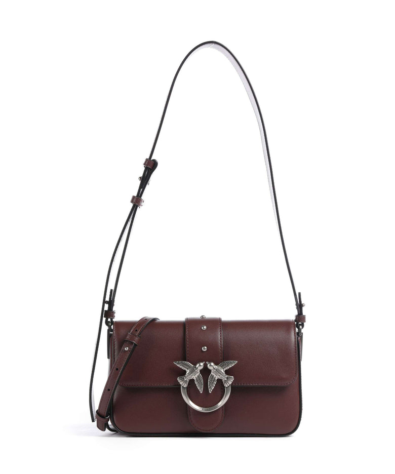 Pinko Love One Mini Slouchy Shoulder bag burgundy wine/old silver