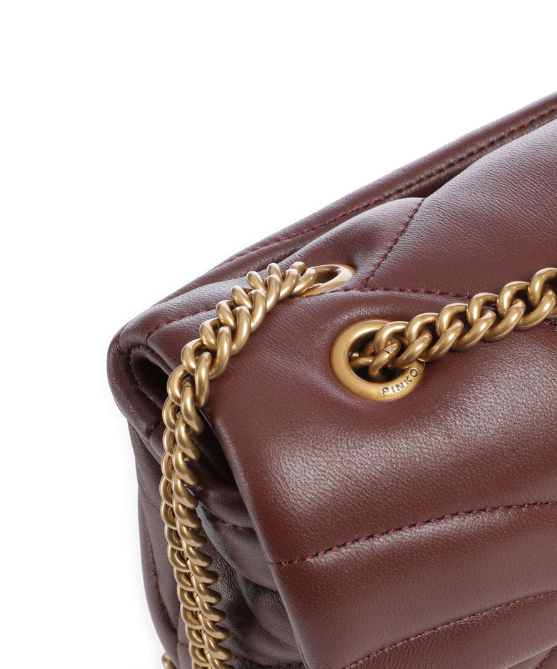 Pinko Love Puff Mini Shoulder bag burgundy wine/antique gold