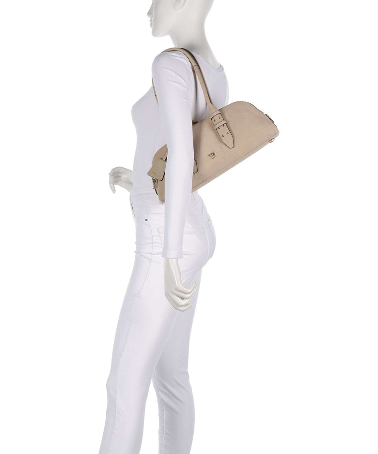 Pinko Bowling Horizontal Big Shoulder bag beige/grigio fumo/antique gold