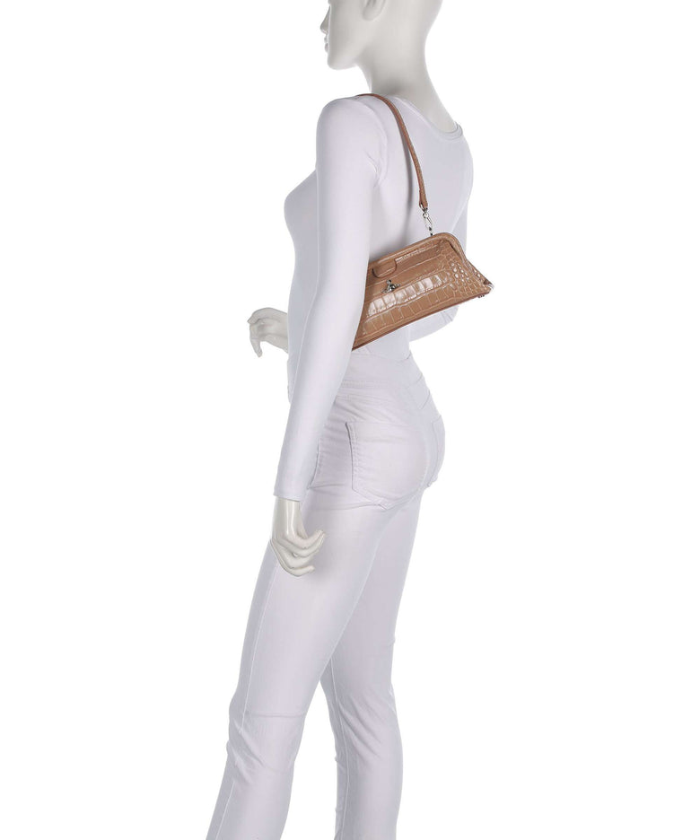 Vivienne Westwood Jane Frame Embossed Croc Shoulder bag dusty pink