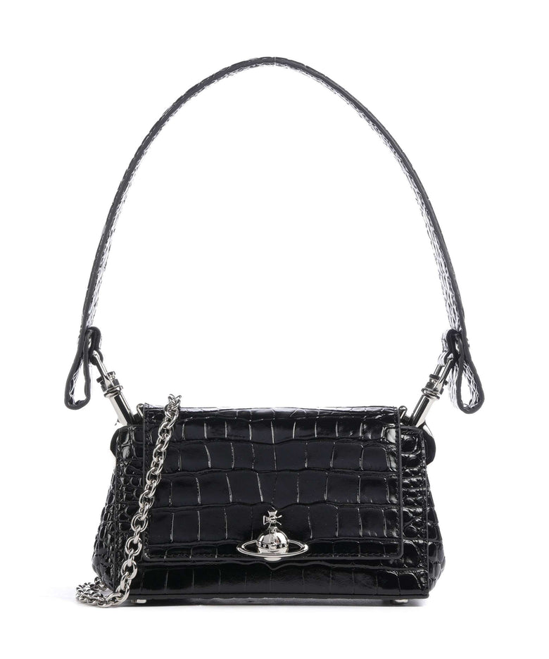 Vivienne Westwood Hazel Embossed Croc Small Shoulder bag black