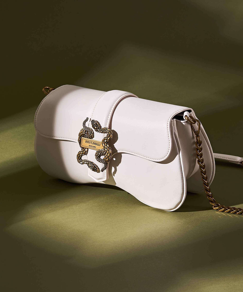 Just Cavalli Iconic Snakes Shoulder bag white