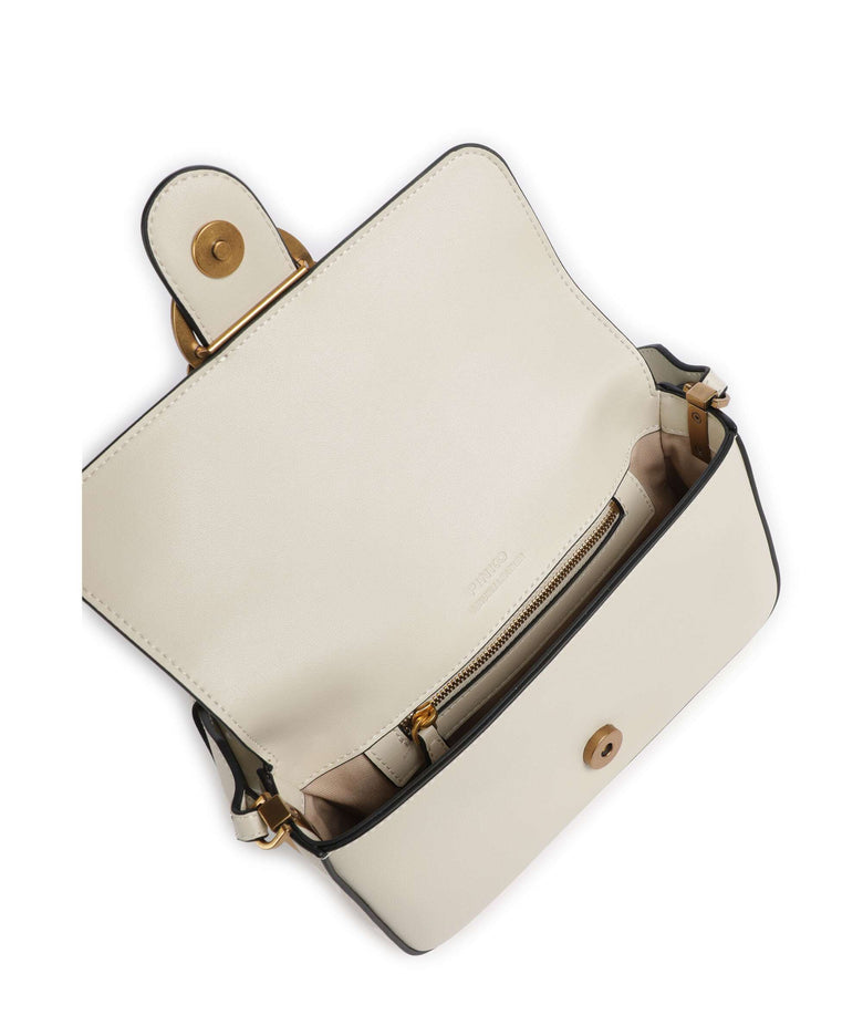 Pinko Love One Mini Slouchy Shoulder bag bianco seta/antique gold