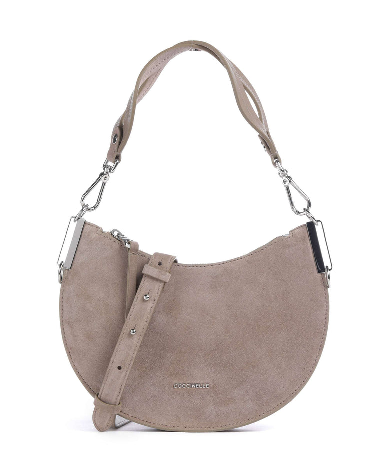 Coccinelle Sunup Suede Shoulder bag warm taupe