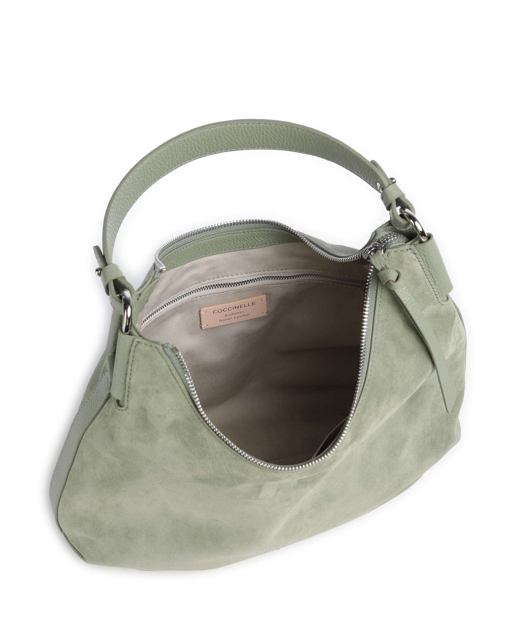 Coccinelle Rebekka Suede Hobo bag greenery