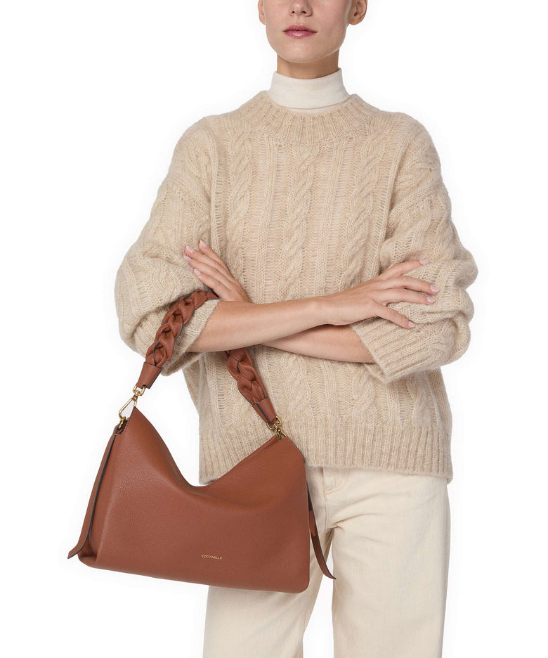 Coccinelle Boheme Grana Double Hobo bag cognac/noir